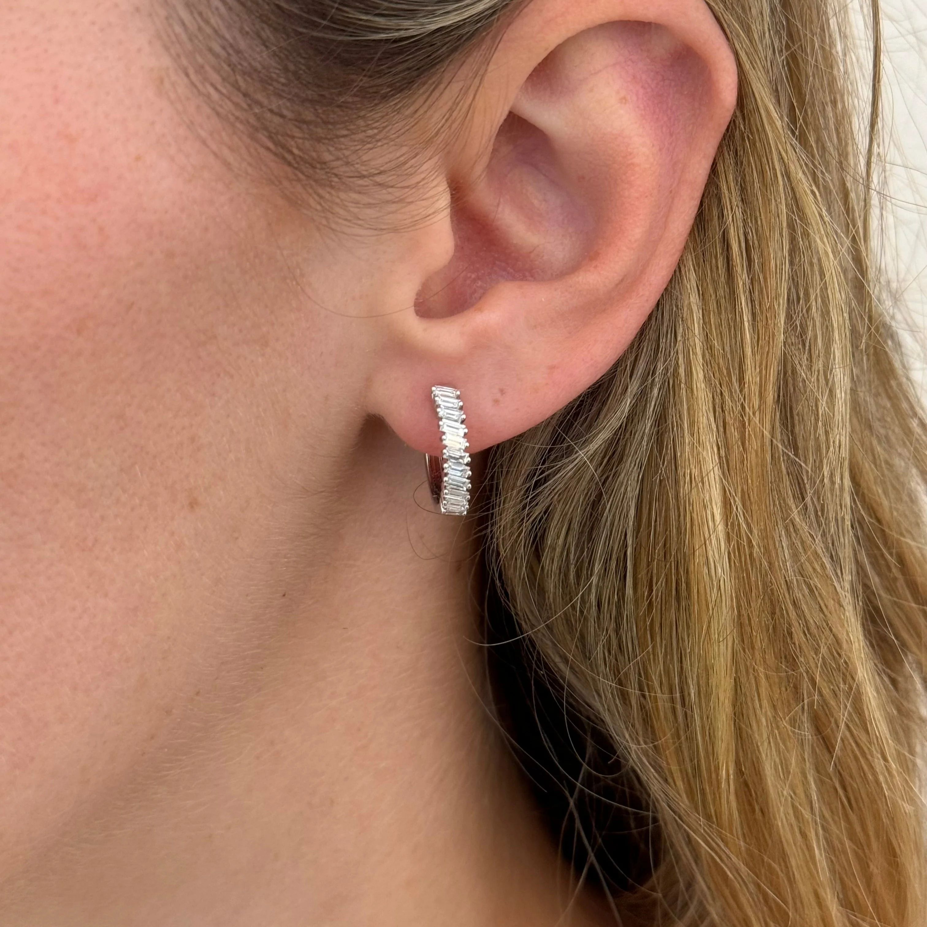 Baguette Diamond Hoop Earrings - Image 2