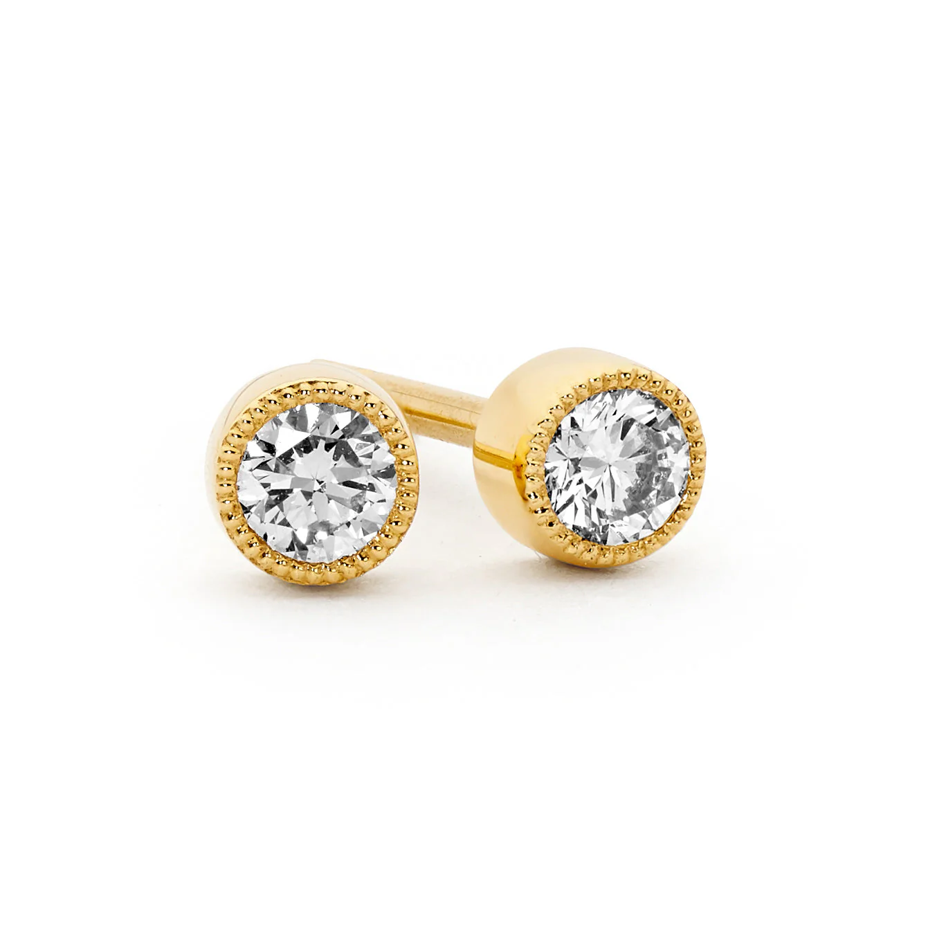 Bezel Set Diamond Stud Earrings - Image 3