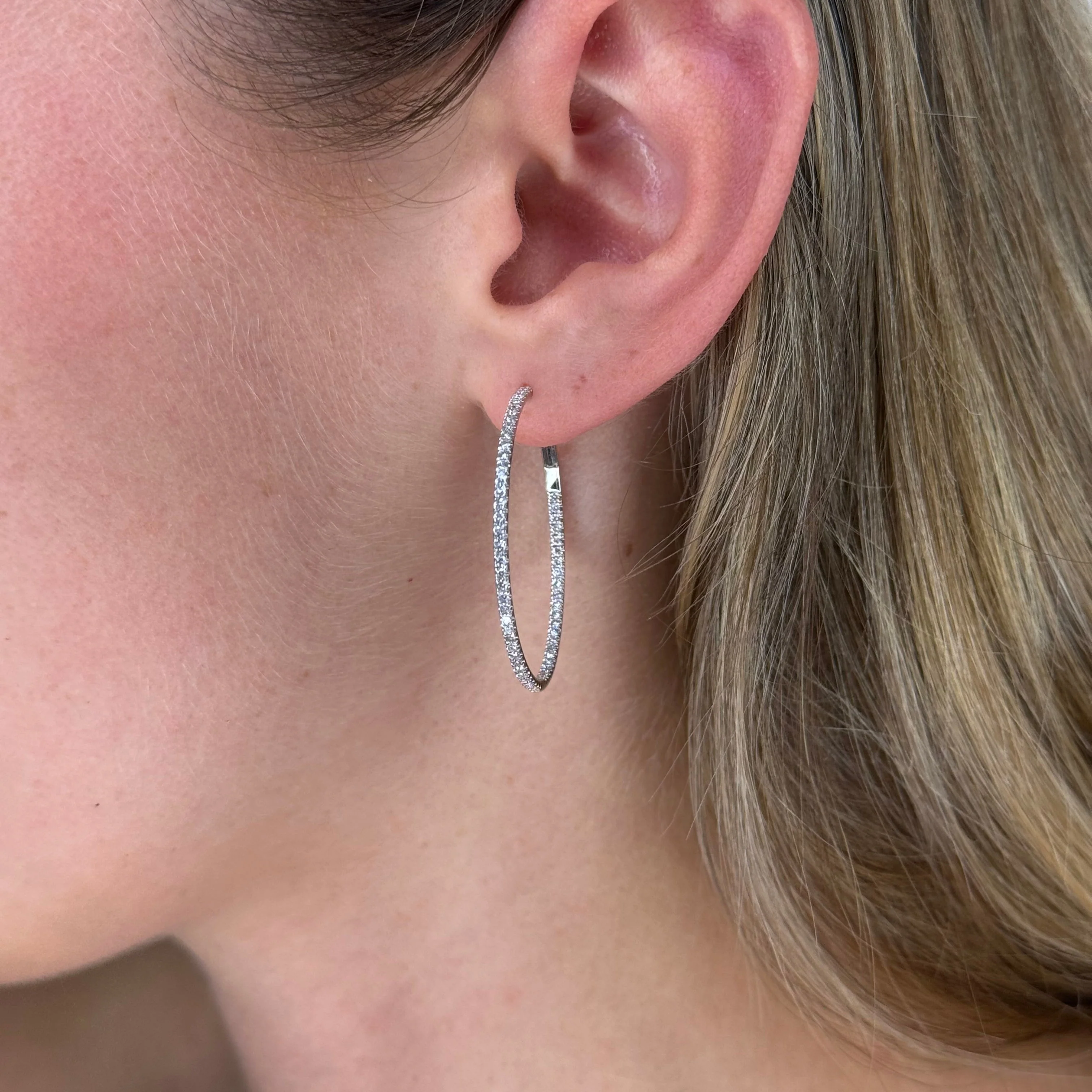 Brilliant Bead Set Diamond Hoops - Image 2