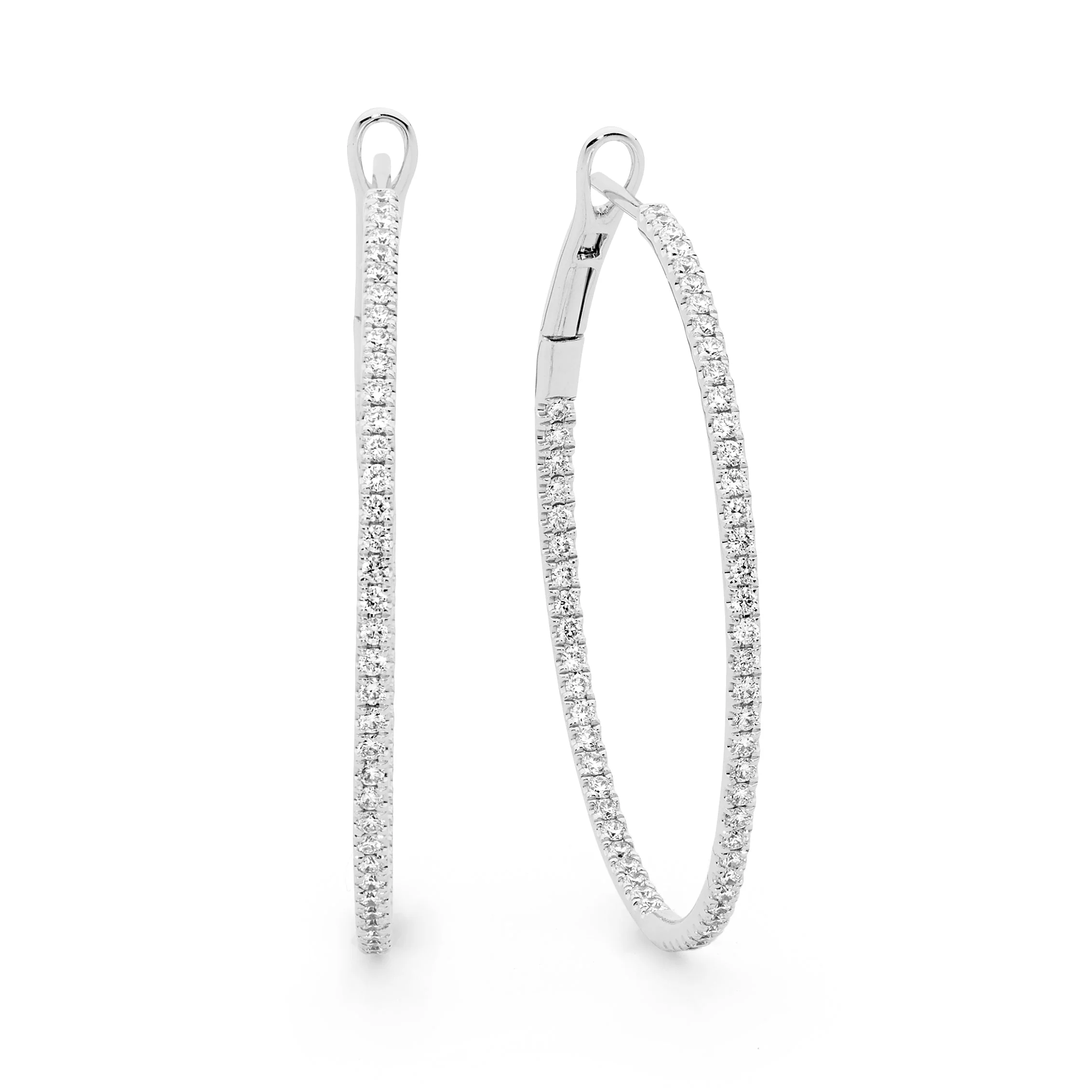 Brilliant Bead Set Diamond Hoops - Image 3