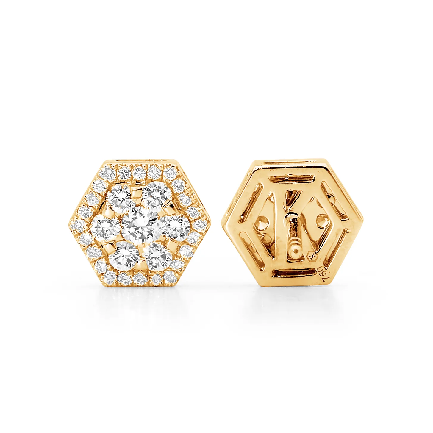 Diamond Hexagon Earrings - Image 3