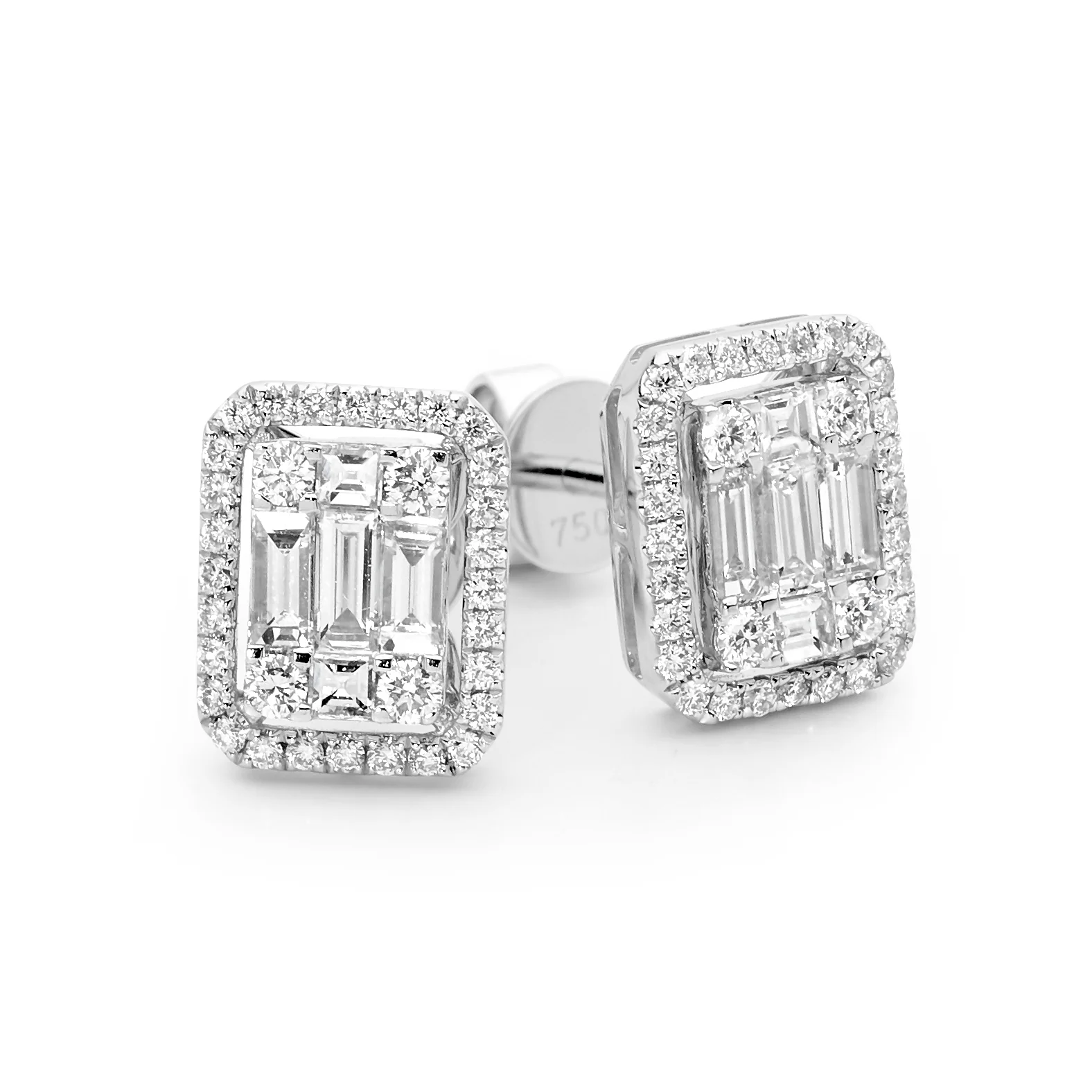 Baguette Cluster Diamond Ear Studs - Image 3