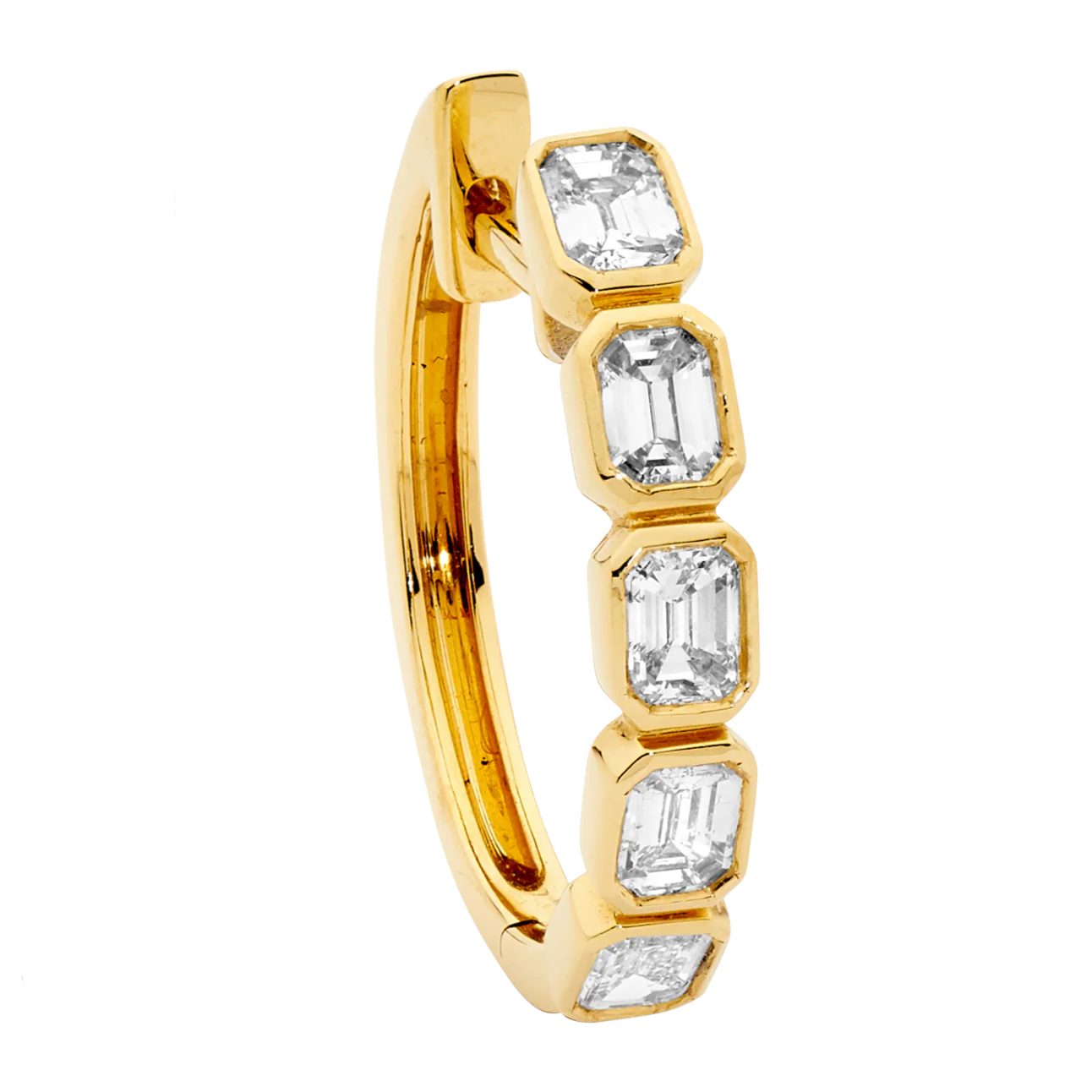 Emerald Cut Small Diamond Hoops - Image 5