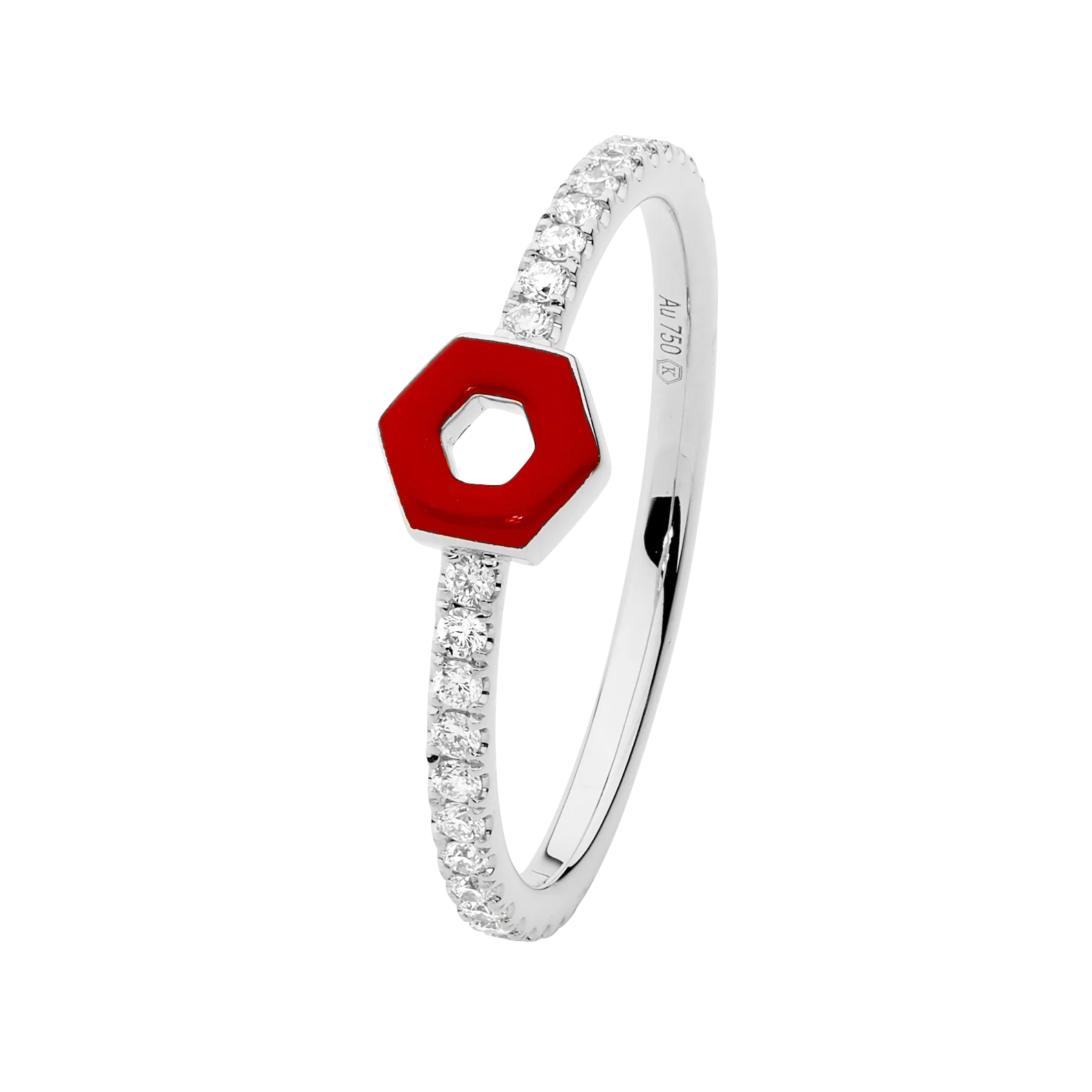 Enamel Hexagon Ring With Diamonds - Image 4