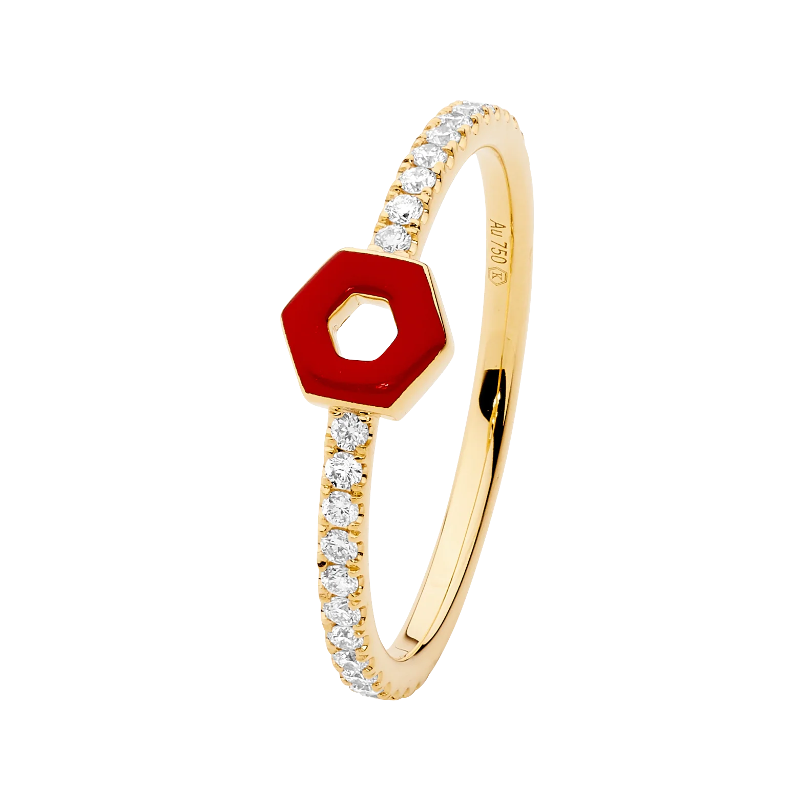 Enamel Hexagon Ring With Diamonds - Image 5
