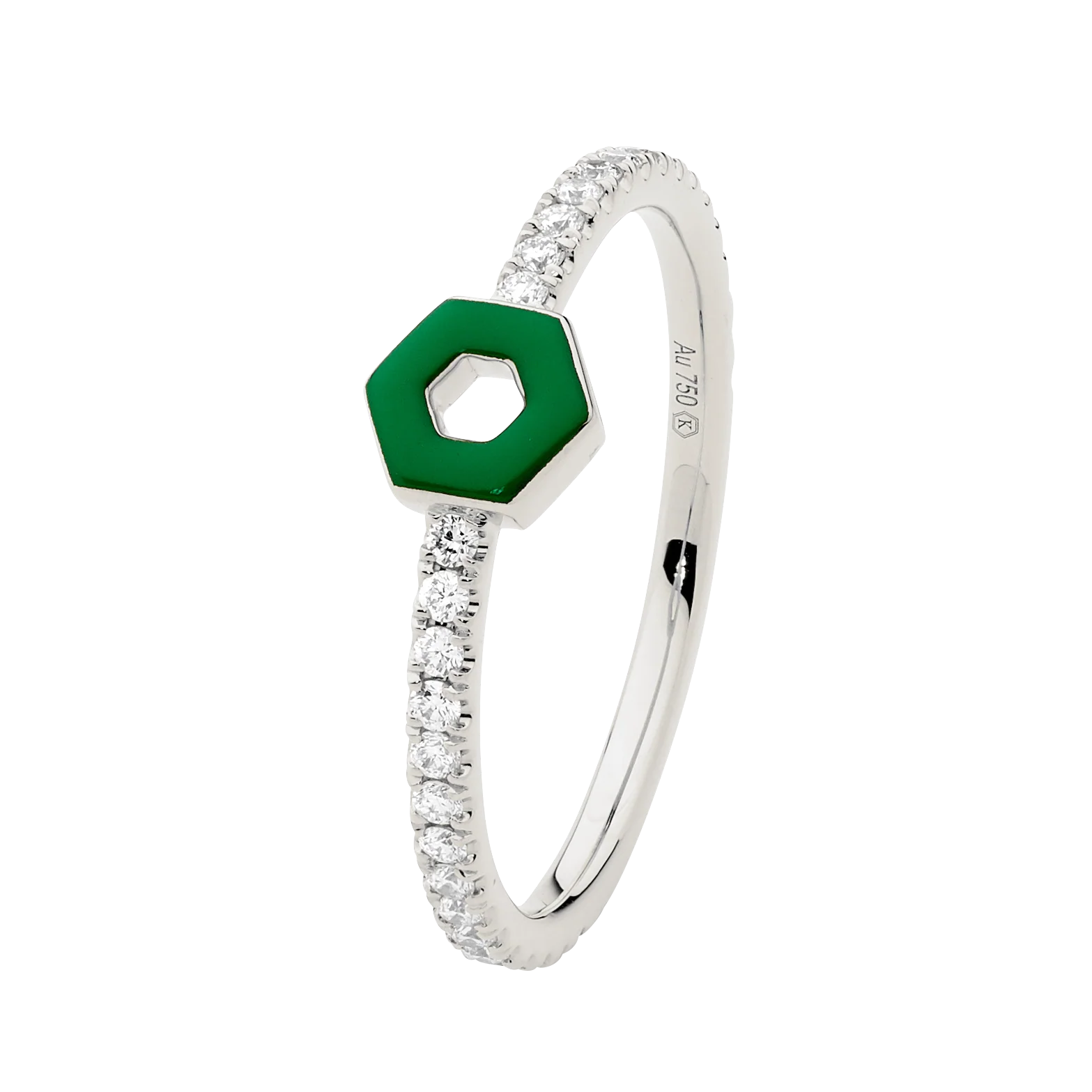 Enamel Hexagon Ring With Diamonds - Image 7