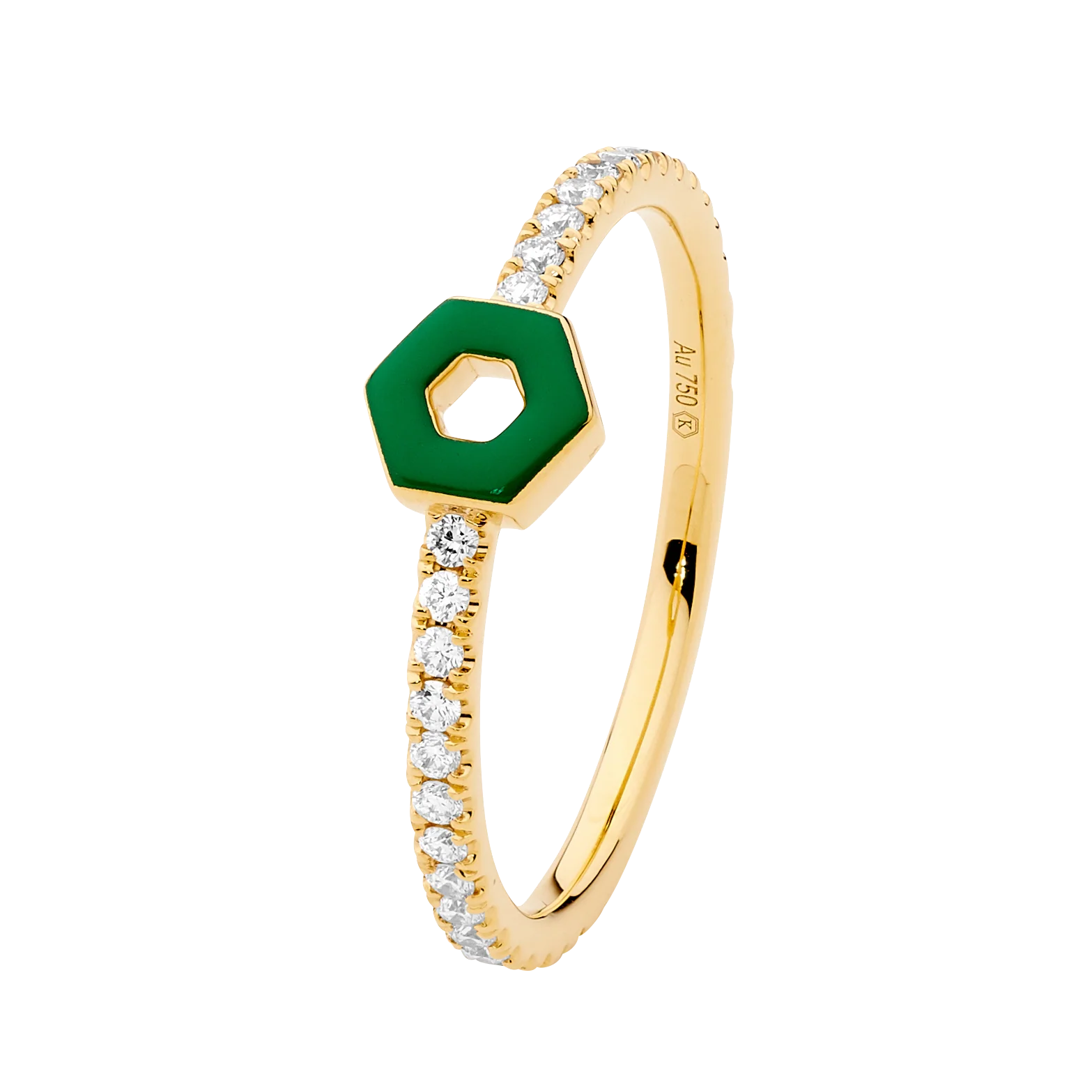Enamel Hexagon Ring With Diamonds - Image 9