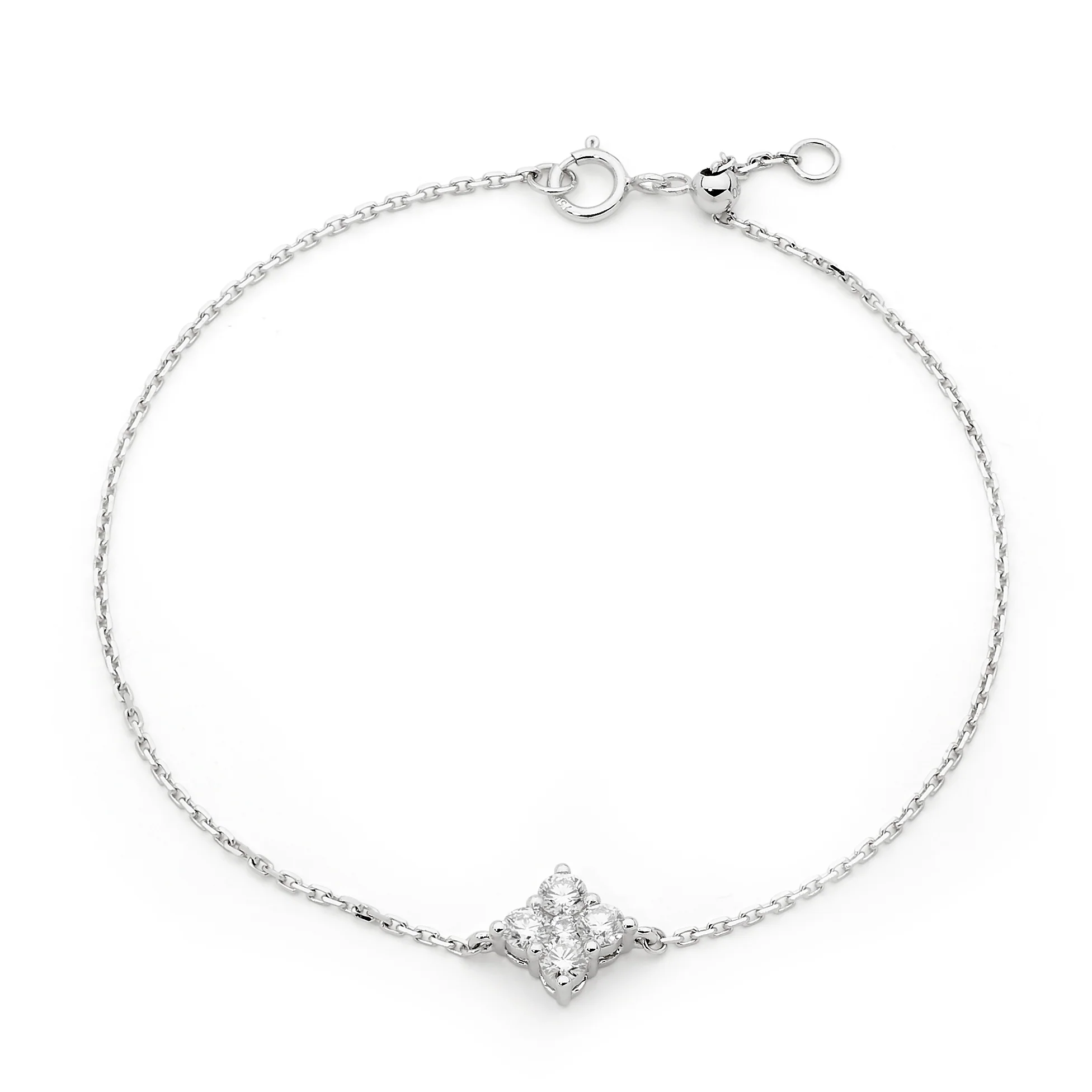 Fine Diamond Floral Charm Bracelet - Image 3