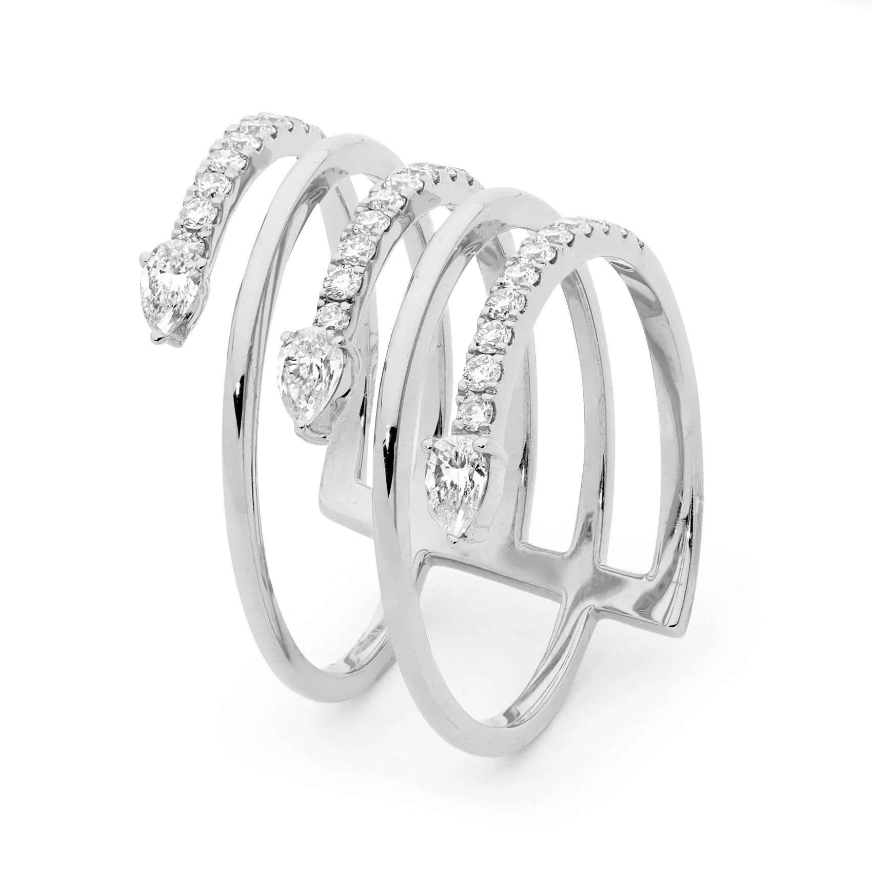 Five Row Diamond Wrap Around Ring - Image 2