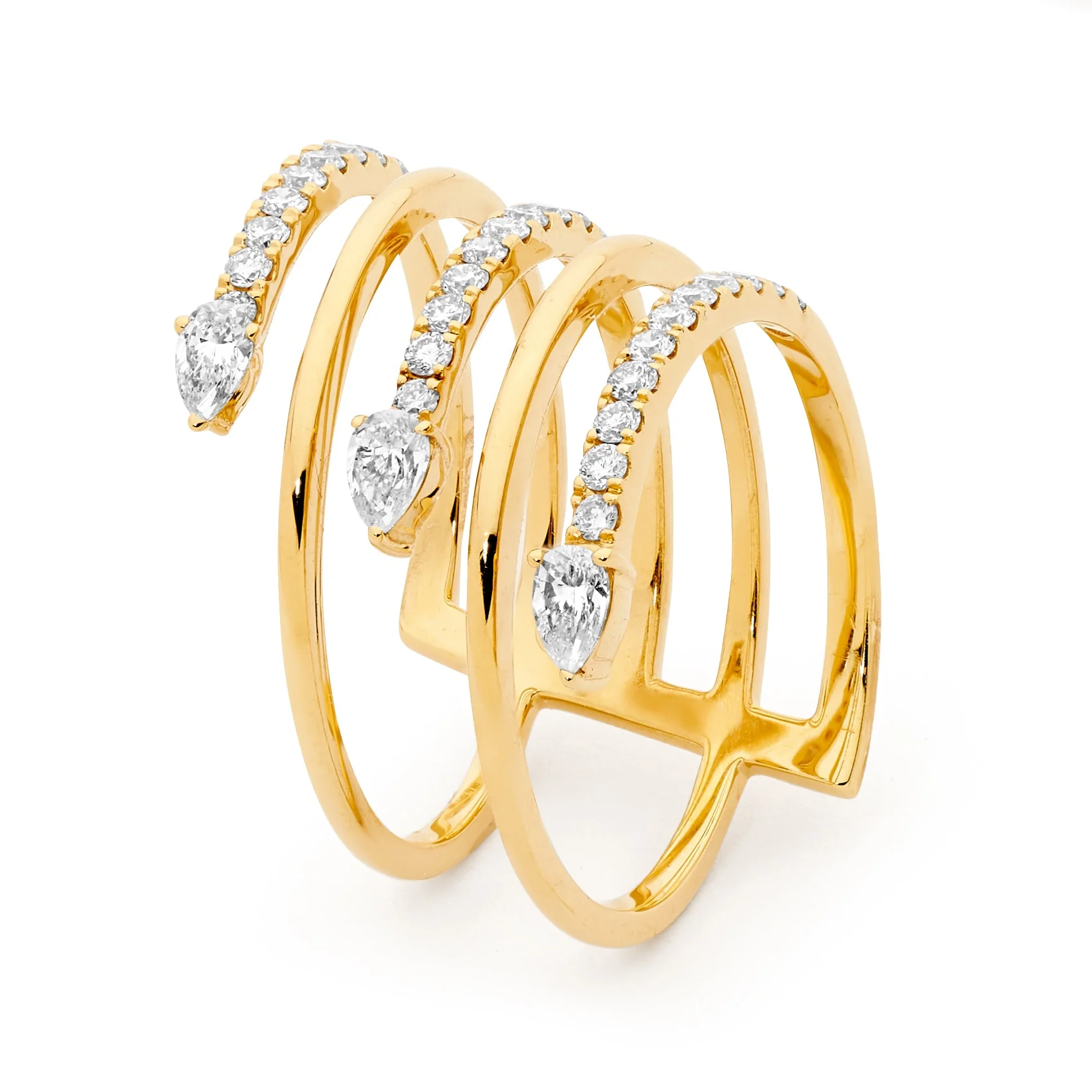 Five Row Diamond Wrap Around Ring - Image 3