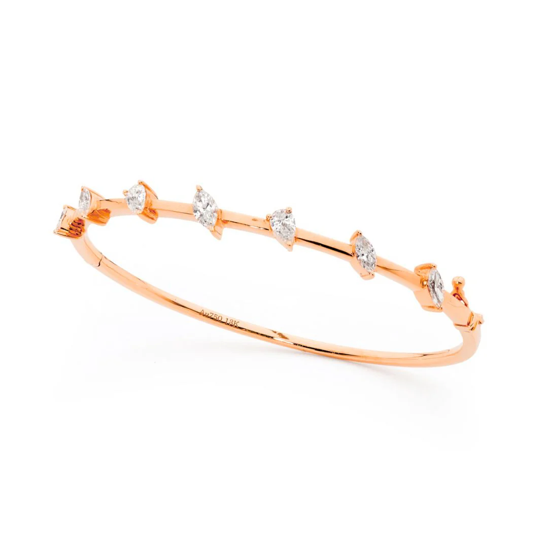 Marquise and Pear Cut Diamond Bangle - Image 3