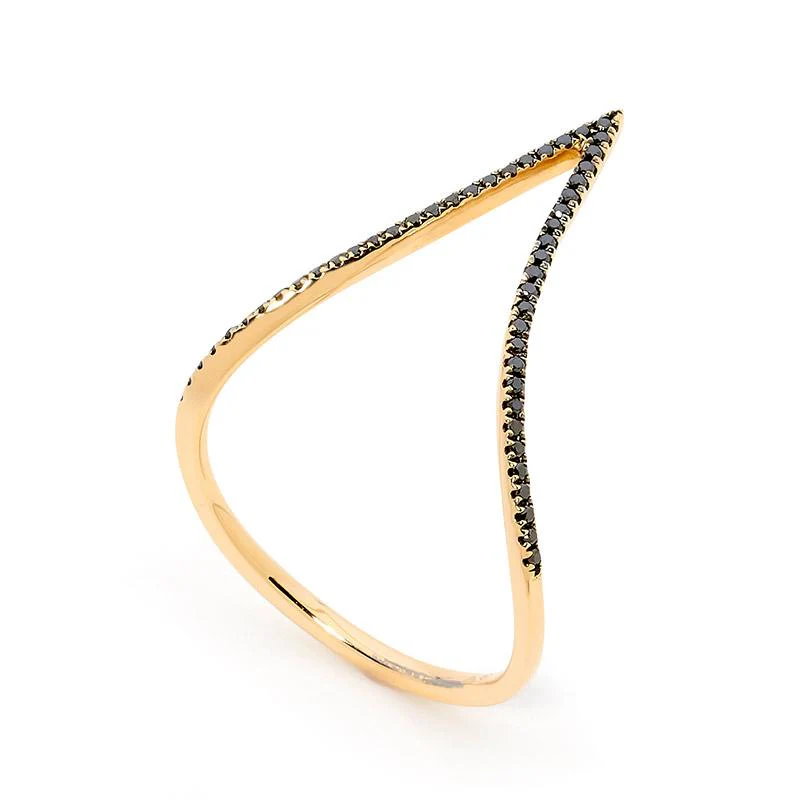 Oblique Thin Black Diamond Ring - Image 5