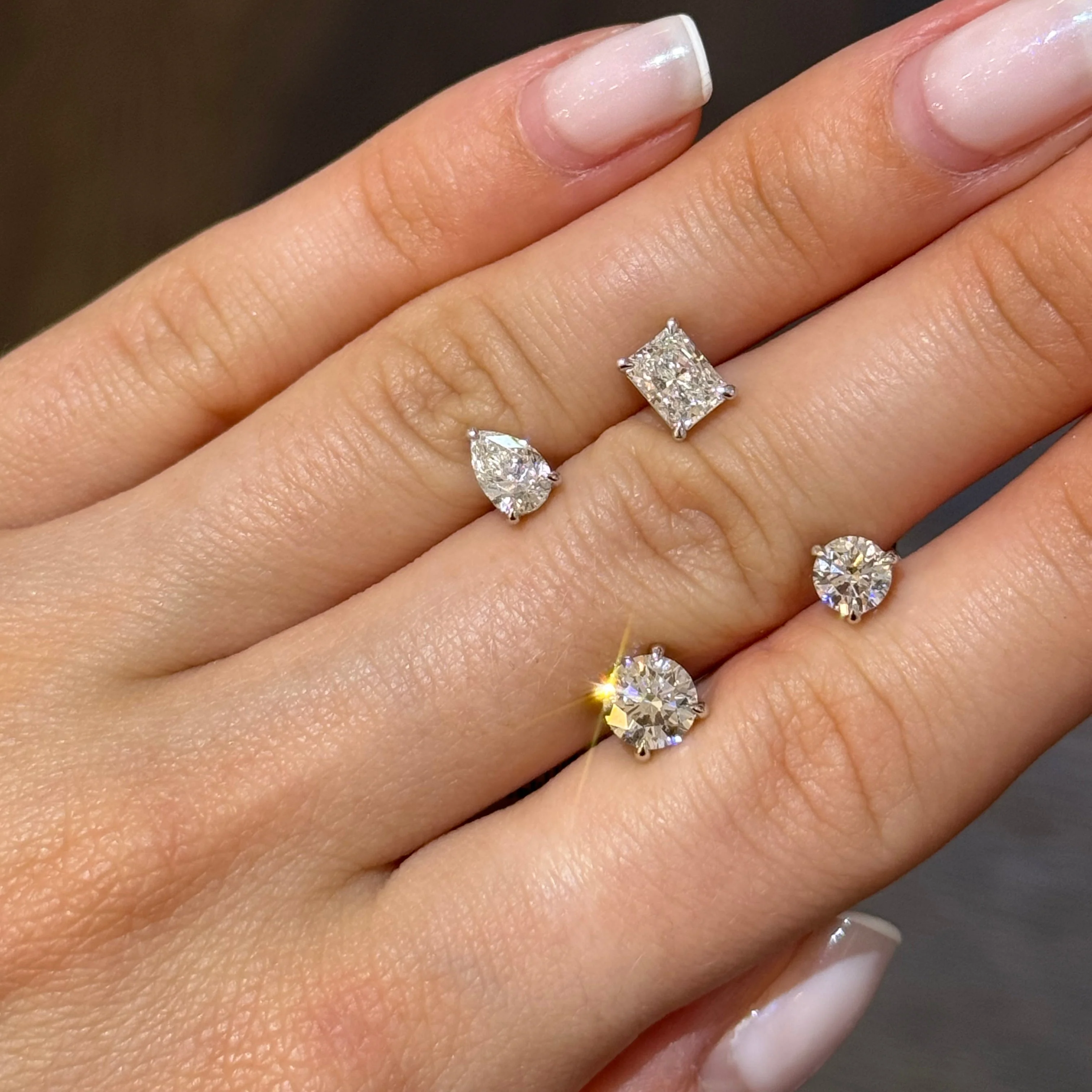 Pear Shape Diamond Stud Earrings - Image 2