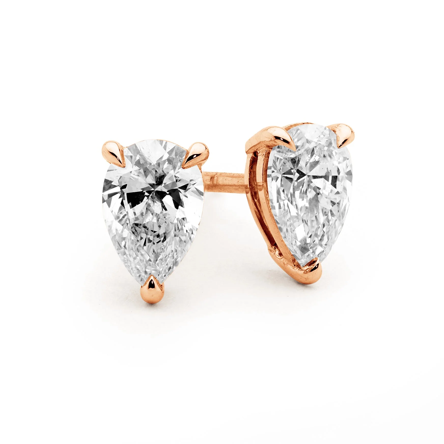 Pear Shape Diamond Stud Earrings - Image 4