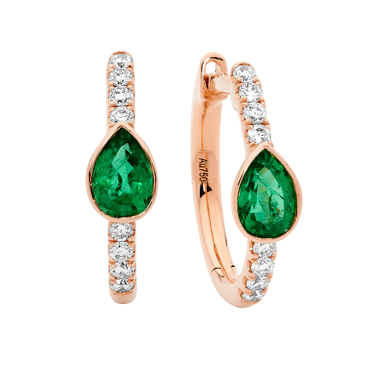 Pear Shape  Emerald Hoop Earrings - Image 5