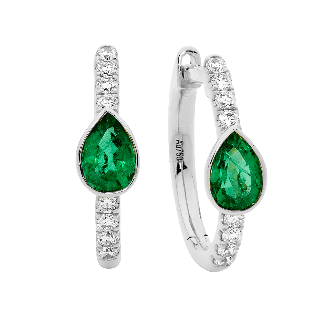 Pear Shape  Emerald Hoop Earrings - Image 6