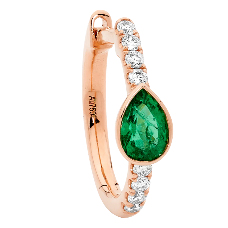 Pear Shape  Emerald Hoop Earrings - Image 7