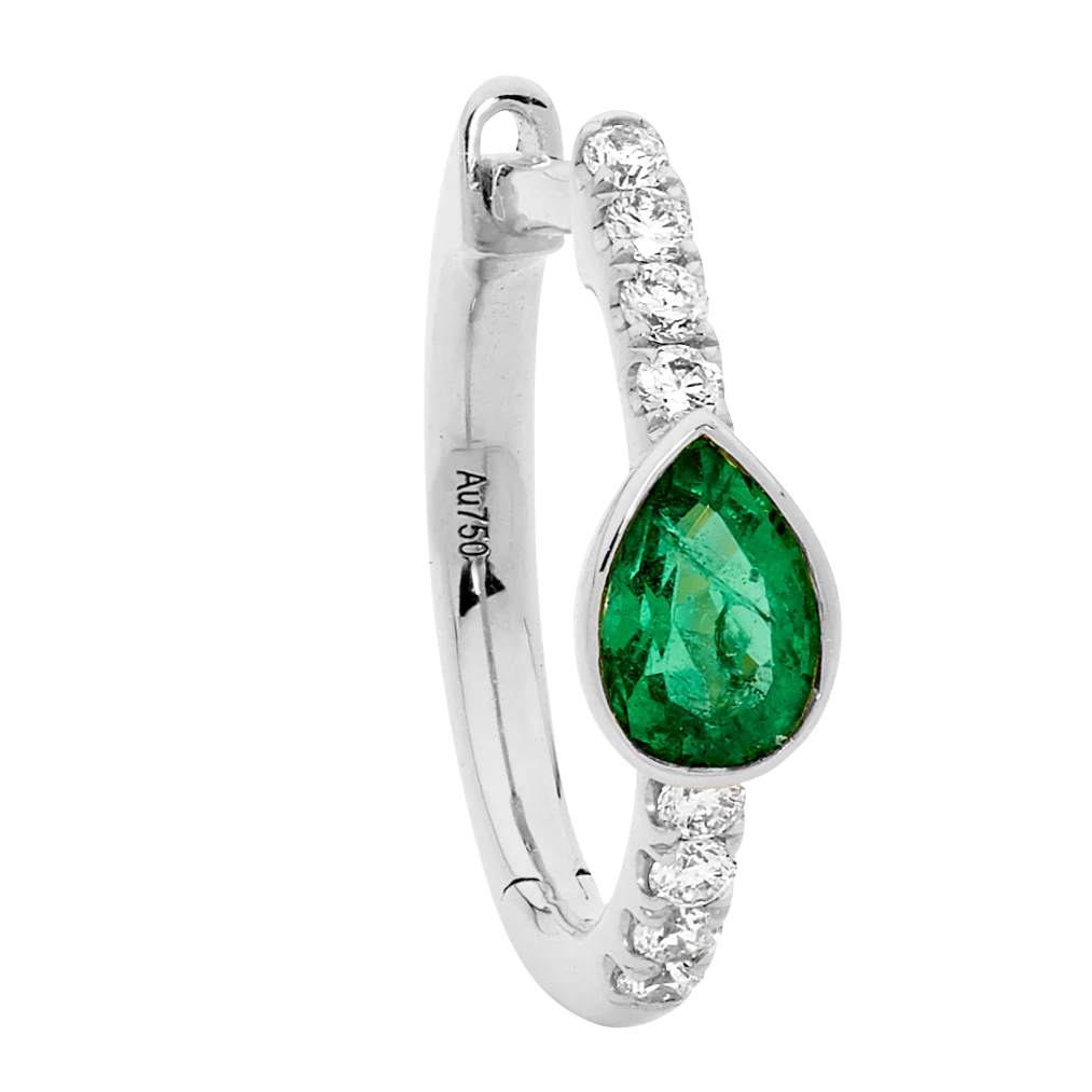 Pear Shape  Emerald Hoop Earrings - Image 8