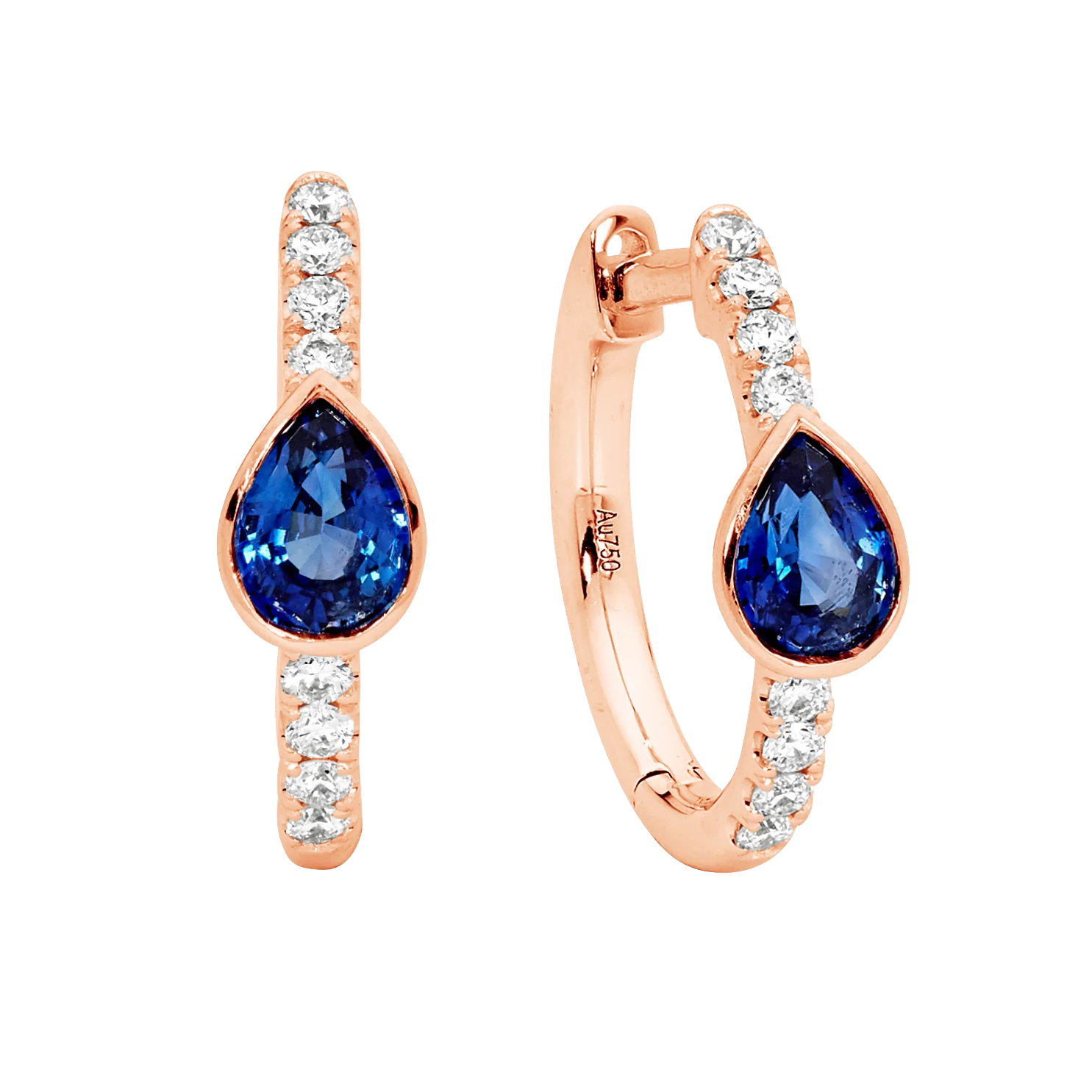 Pear Shape Sapphire Hoop Earrings - Image 3