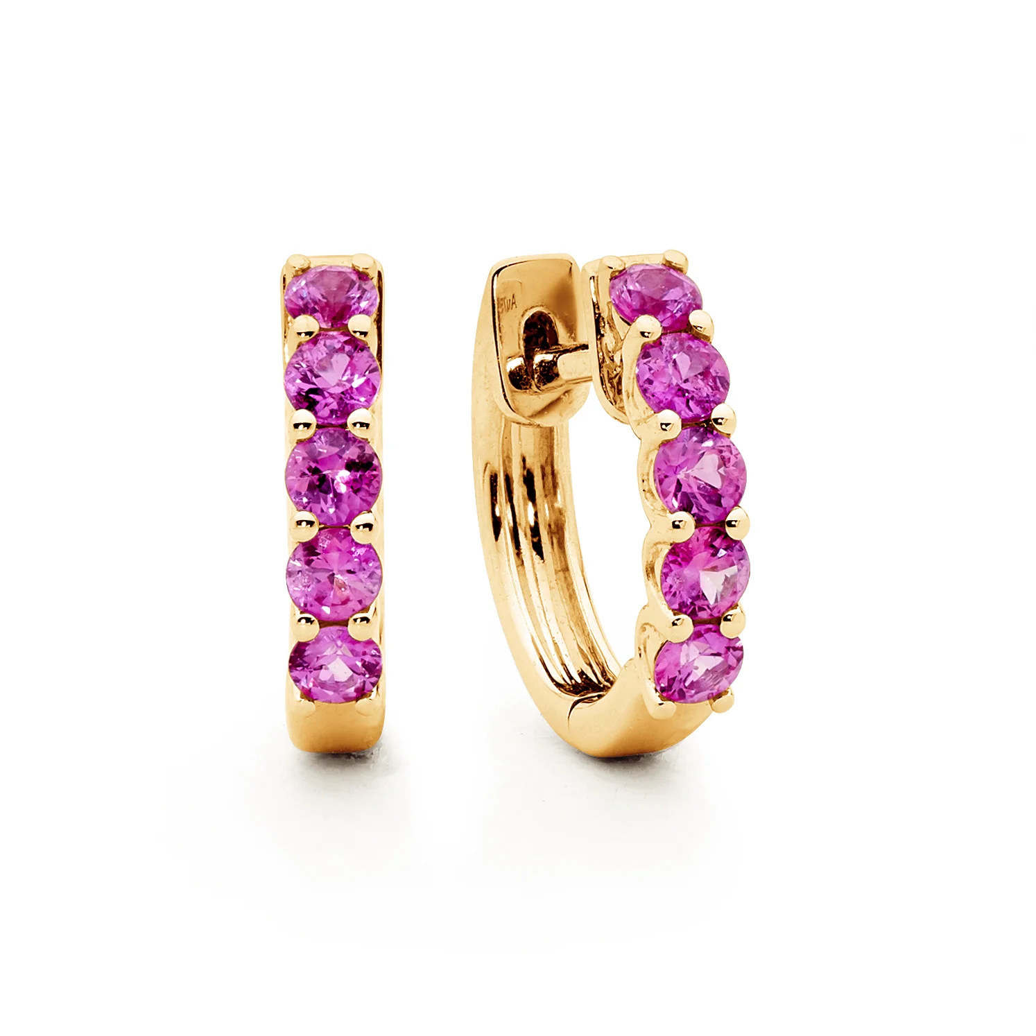 Pink Sapphire Hoop Earrings - Image 4