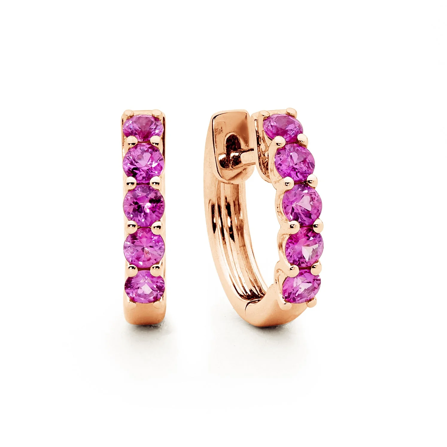 Pink Sapphire Hoop Earrings - Image 6