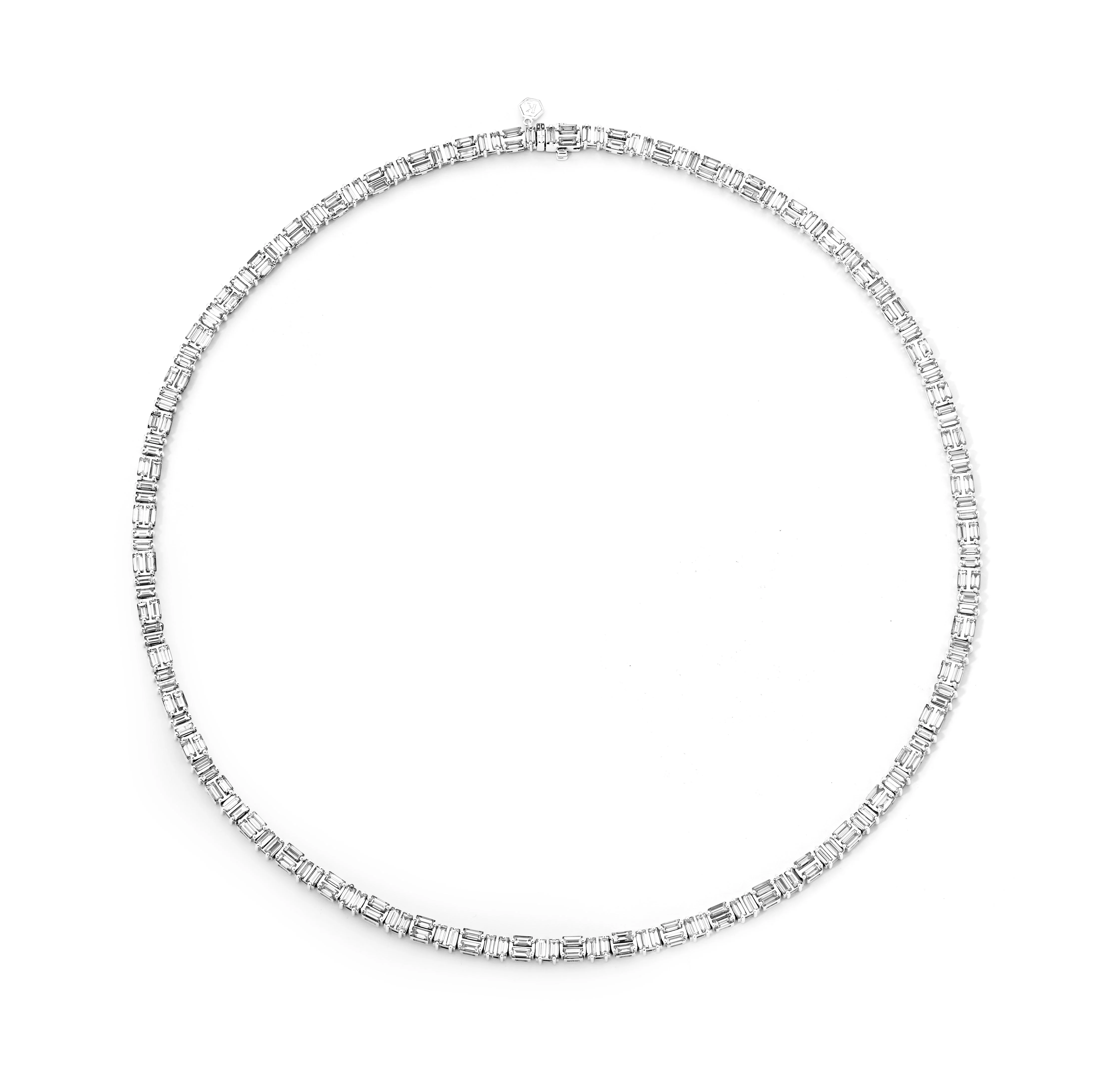 Puzzle Set Baguette Diamond Tennis Necklace - Image 2