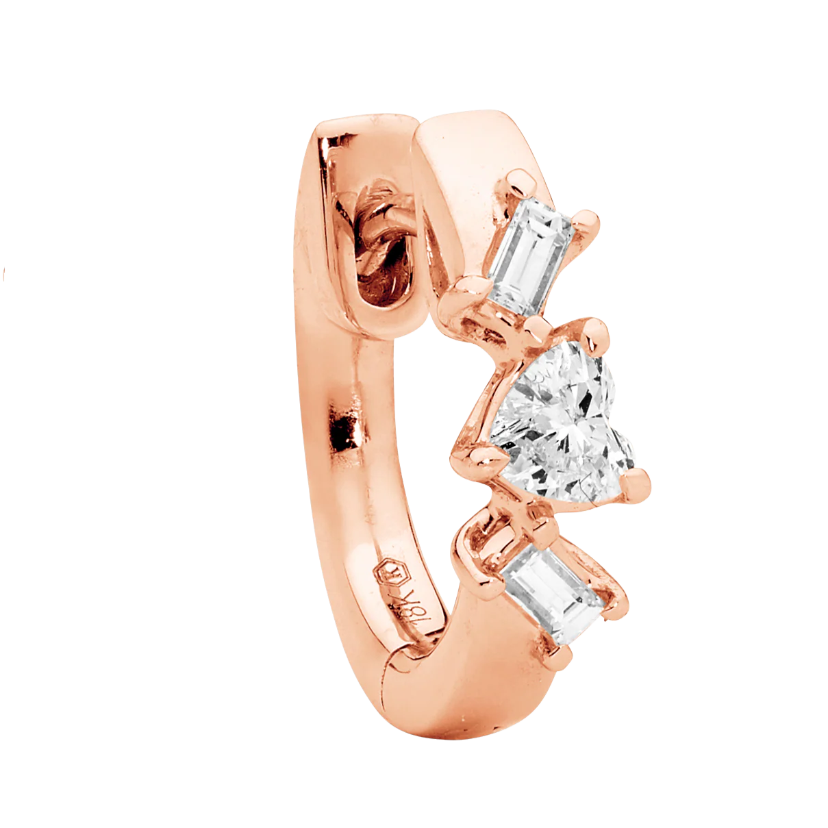 Small Baguette and Heart Shaped Hoops - Image 5